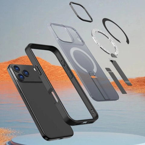 Etui Hybrid Armor X na iPhone 17 Pro z podstawką kompatybilne z MagSafe - czarne