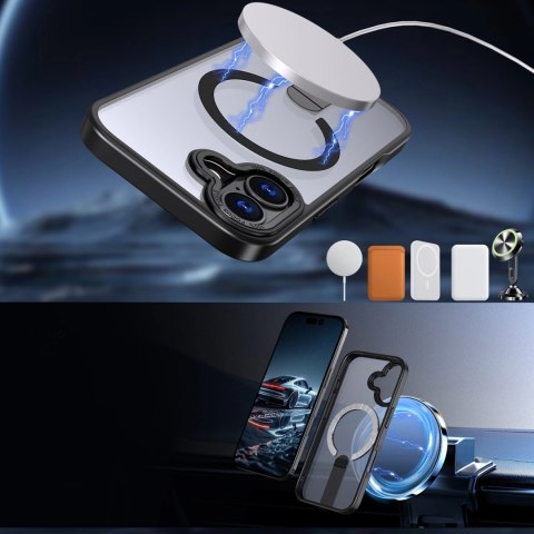 Etui Hybrid Armor X na iPhone 17 z podstawką kompatybilne z MagSafe - czarne