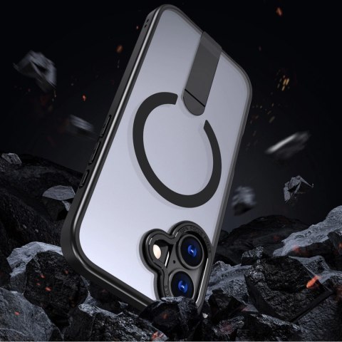 Etui Hybrid Armor X na iPhone 17 z podstawką kompatybilne z MagSafe - czarne