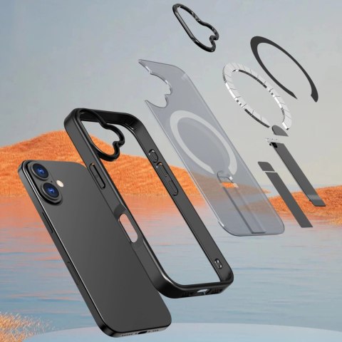 Etui Hybrid Armor X na iPhone 17 z podstawką kompatybilne z MagSafe - czarne