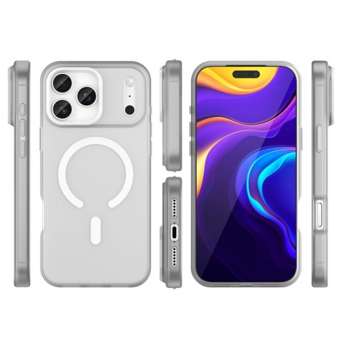 Etui Magnetic Abrasive na iPhone 17 Pro Max kompatybilne z MagSafe - matowe białe