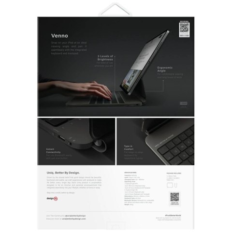Etui UNIQ Venno Pro Magnetic Smart z klawiaturą do iPad Air 13" 2024 / 2025 / iPad Pro 13" 2024 - czarne