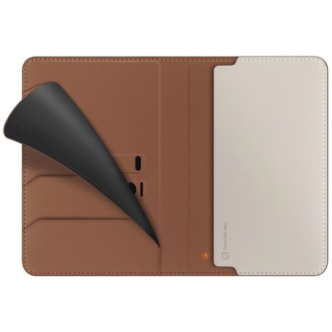 Etui na paszport UNIQ Belmont z Apple Find My blokada RFID karmelowy beżowy
