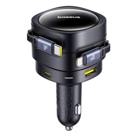 Ładowarka samochodowa Baseus Enjoyment Max 90W 2x USB-C + kabel USB-C i Lightning - czarna