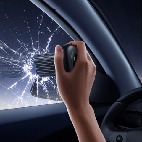 Młotek bezpieczeństwa Baseus GoTrip DT1 zbijak z podwójną głowicą i nożem do pasów - czarny