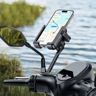 Uchwyt motocyklowy na telefon Baseus GoTrip do lusterka, z amortyzacją - czarny