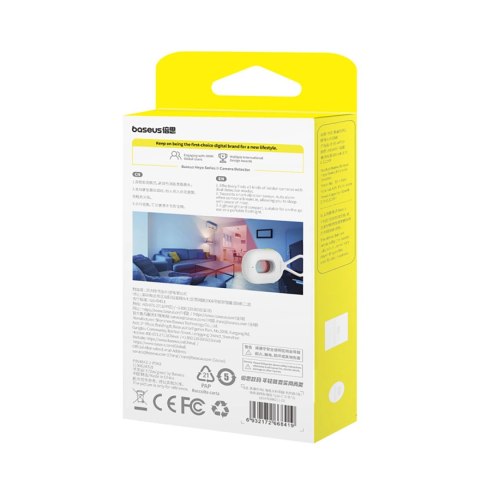 Wykrywacz ukrytych kamer Baseus Heyo Series II z alarmem i mini latarką + kabel Baseus Simple USB-A - USB-C - biały