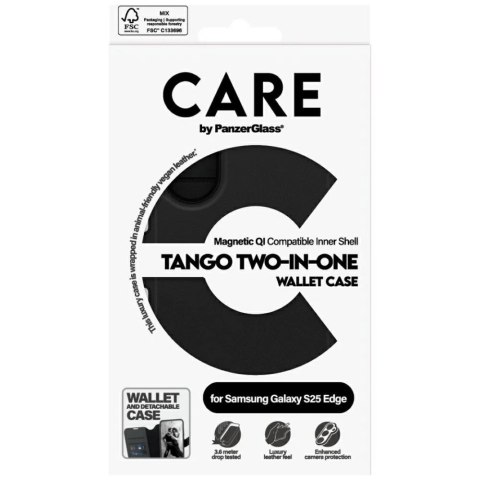 Etui CARE by PanzerGlass Feature Tango 2w1 Wallet Qi na Samsung Galaxy S25 Edge - czarne