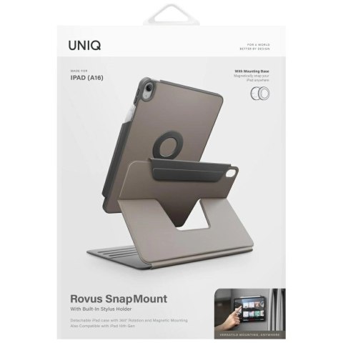 Etui UNIQ Rovus Snapmount Magnetic 360 Rotating Detachable do iPad 11" 2025 / iPad 10.9" 2022 (10 gen.) - szare