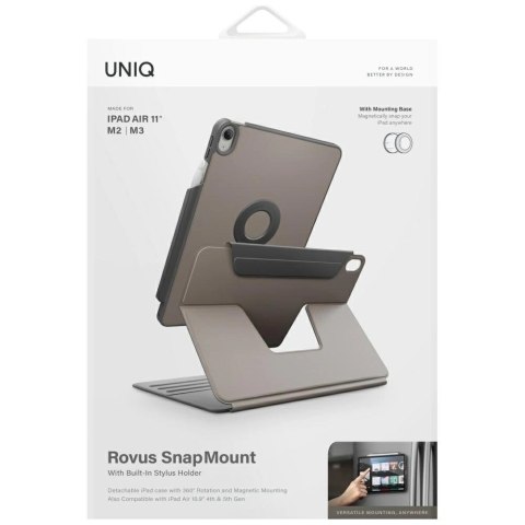 Etui UNIQ Rovus Snapmount Magnetic 360 Rotating Detachable do iPad Air 11" 2024 / 2025 / iPad Air 10.9" 2020 / 2022 - szare