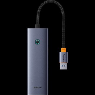Hub USB-A 4w1 Baseus UltraJoy 3 x USB-A 3.0 + RJ45 - szary