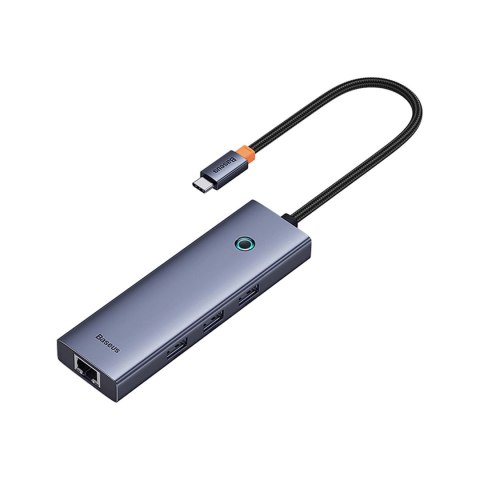 Hub USB-C 4w1 Baseus UltraJoy 3 x USB-A 3.0 + RJ45 - szary