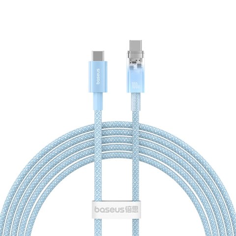 Kabel Baseus Explorer 100W USB-C - USB-C z inteligentnym czujnikiem temperatury 2m - niebieski