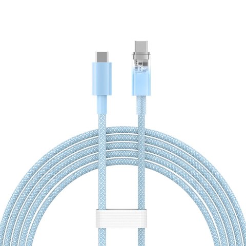Kabel Baseus Explorer 100W USB-C - USB-C z inteligentnym czujnikiem temperatury 2m - niebieski