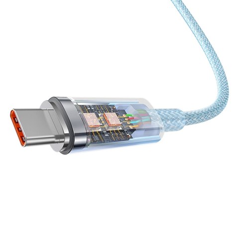 Kabel Baseus Explorer 100W USB-C - USB-C z inteligentnym czujnikiem temperatury 2m - niebieski