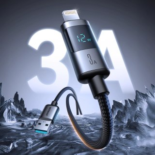 Kabel Joyroom S-A16 Pro Prism Series 3A USB-A - Lightning z wyświetlaczem 1,2m - czarny