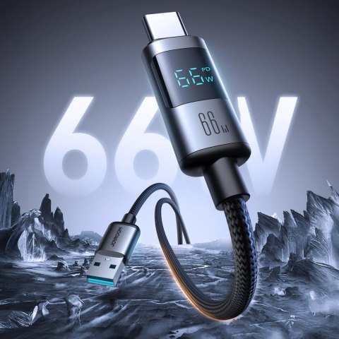 Kabel Joyroom S-A16 Pro Prism Series 66W USB-A - USB-C z wyświetlaczem 1,2m - czarny