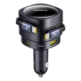 Ładowarka samochodowa Baseus Enjoyment Max 90W 2 x kabel USB-C + USB-A + USB-C - czarna
