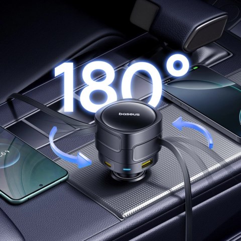 Ładowarka samochodowa Baseus Enjoyment Max 90W 2 x kabel USB-C + USB-A + USB-C - czarna
