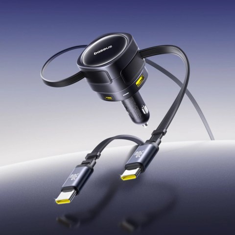 Ładowarka samochodowa Baseus Enjoyment Max 90W 2 x kabel USB-C + USB-A + USB-C - czarna