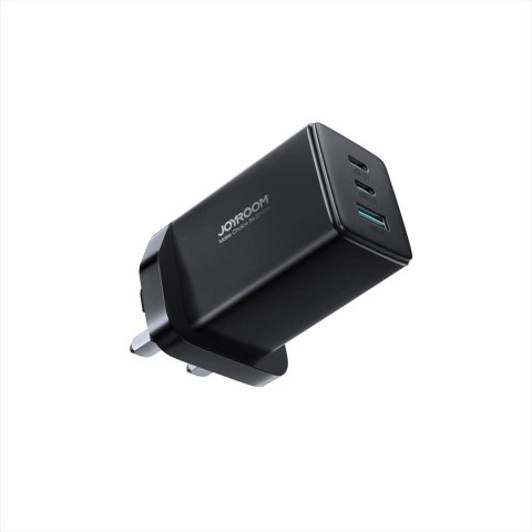 Ładowarka sieciowa Joyroom JR-TCG01 Ultra GaN 65W 2 x USB-C + 1 x USB-A (wtyczka UK) z kablem USB-C 100W 1,2m - czarna