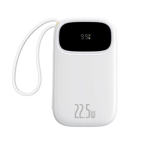Powerbank Baseus EnerFill FC31 20000mAh 22.5W z wyświetlaczem cyfrowym i 2 wbudowanymi kablami (USB-C + Lightning) - biały