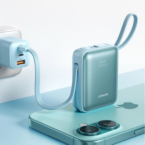 Powerbank Joyroom JR-PBF27 22,5W 10000mAh z dwoma wbudowanymi kablami - niebieski