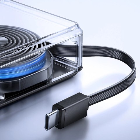 Powerbank Joyroom JR-PR1 10000mAh 22,5W z wbudowanym zwijanym kablem USB-C - czarny