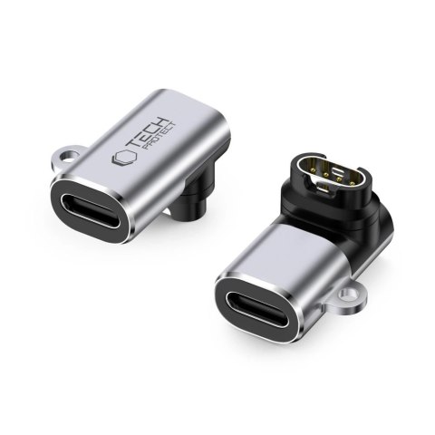 Adapter kątowy Tech-Protect Ultraboost USB-C do zegarka Garmin - szary