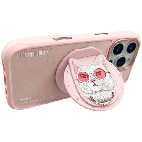 Etui Nimmy Glasses Cool Cat MagSafe na iPhone 16 Pro Max - różowe