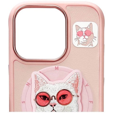 Etui Nimmy Glasses Cool Cat MagSafe na iPhone 16 Pro Max - różowe