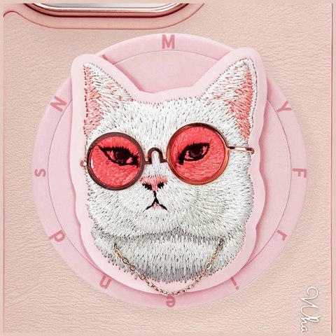 Etui Nimmy Glasses Cool Cat MagSafe na iPhone 16 Pro Max - różowe