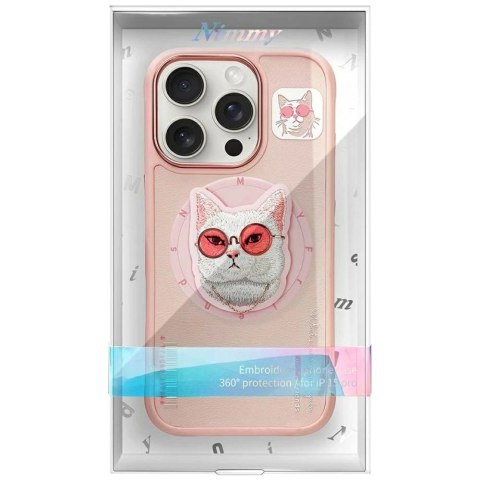 Etui Nimmy Glasses Cool Cat MagSafe na iPhone 16 Pro Max - różowe