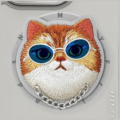 Etui Nimmy Glasses Cool Cat MagSafe na iPhone 16 Pro Max - szare