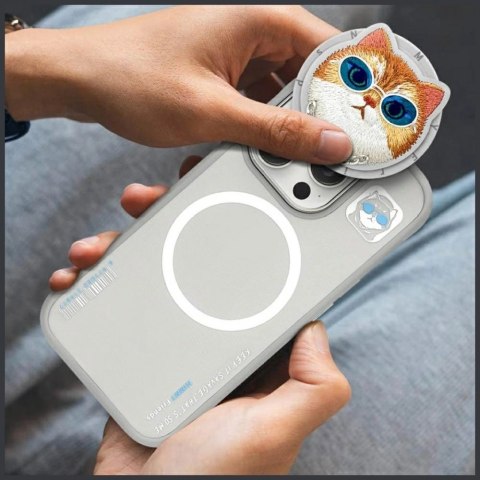Etui Nimmy Glasses Cool Cat MagSafe na iPhone 16 Pro - szare