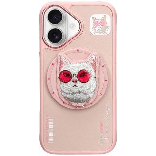 Etui Nimmy Glasses Cool Cat MagSafe na iPhone 16 - różowe