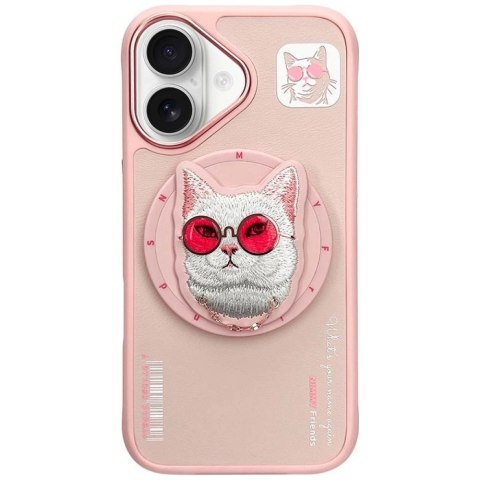 Etui Nimmy Glasses Cool Cat MagSafe na iPhone 16 - różowe