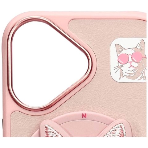 Etui Nimmy Glasses Cool Cat MagSafe na iPhone 16 - różowe