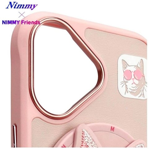 Etui Nimmy Glasses Cool Cat MagSafe na iPhone 16 - różowe
