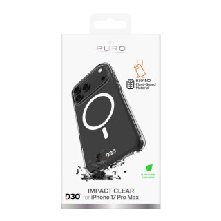 Etui Puro Impact Clear D3O TPU+PC kompatybilne z MagSafe na iPhone 17 Pro Max - przezroczyste