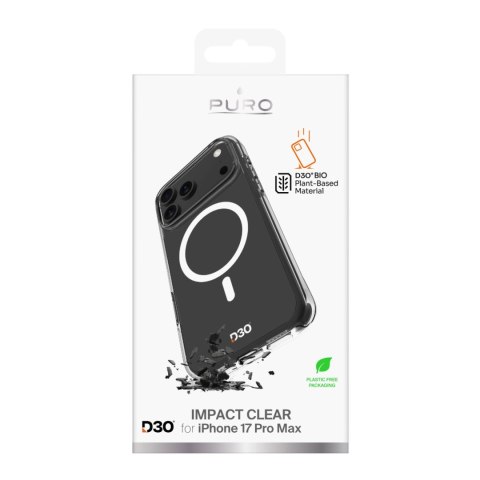 Etui Puro Impact Clear D3O TPU+PC kompatybilne z MagSafe na iPhone 17 Pro Max - przezroczyste