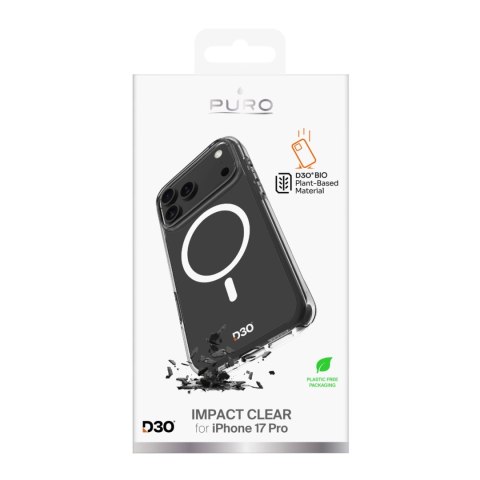 Etui Puro Impact Clear D3O TPU+PC kompatybilne z MagSafe na iPhone 17 Pro - przezroczyste