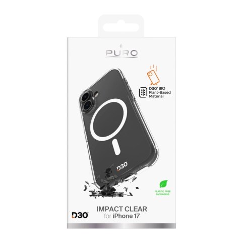 Etui Puro Impact Clear D3O TPU+PC kompatybilne z MagSafe na iPhone 17 - przezroczyste