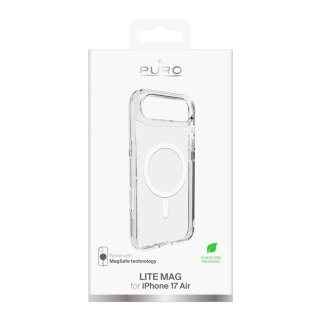 Etui Puro Lite Mag TPU+PC kompatybilne z MagSafe na iPhone 17 Air - przezroczyste z białym pierścieniem