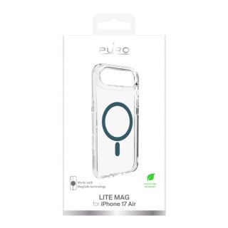 Etui Puro Lite Mag TPU+PC kompatybilne z MagSafe na iPhone 17 Air - przezroczyste z turkusowym pierścieniem