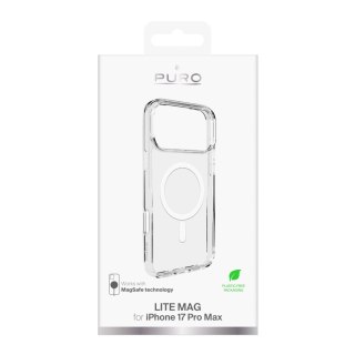 Etui Puro Lite Mag TPU+PC kompatybilne z MagSafe na iPhone 17 Pro Max - przezroczyste z białym pierścieniem