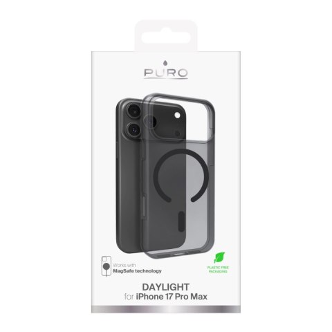 Etui silikonowe Puro Daylight kompatybilne z Magsafe na iPhone 17 Pro Max - półprzezroczyste czarne