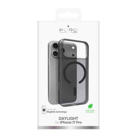 Etui silikonowe Puro Daylight kompatybilne z Magsafe na iPhone 17 Pro - półprzezroczyste czarne