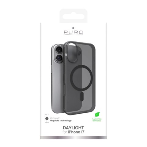 Etui silikonowe Puro Daylight kompatybilne z Magsafe na iPhone 17 - półprzezroczyste czarne