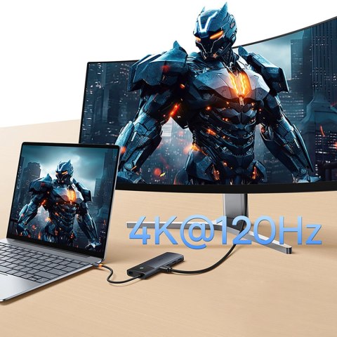 Hub USB-C Baseus Metal Gleam II 10w1 HDMI USB-A USB-C RJ45 SD/TF - szary